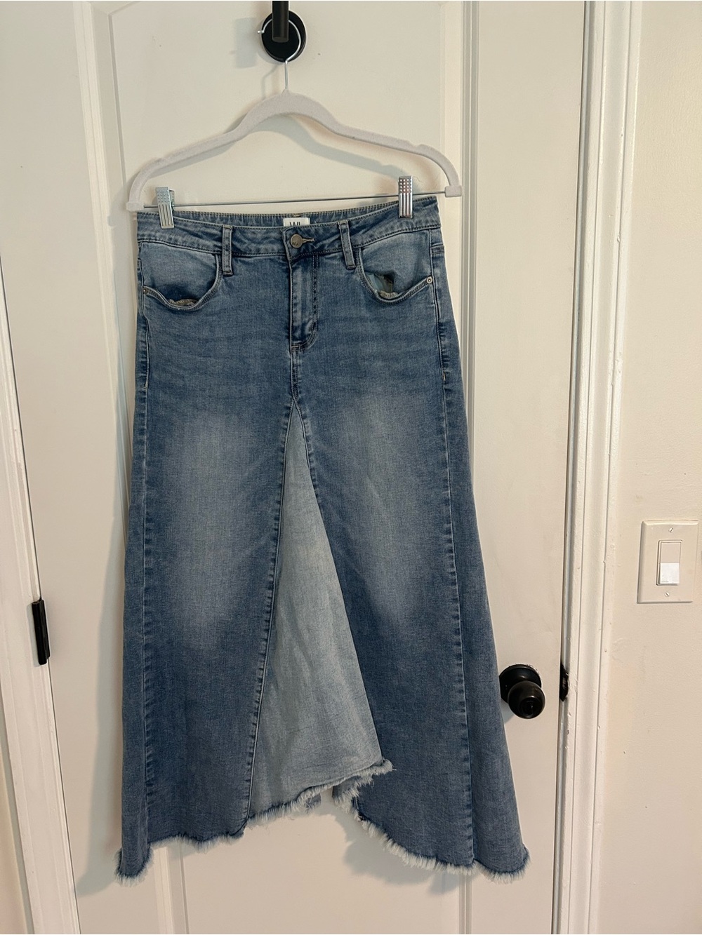 Wash Lab Pieced Denim Two tone sky Denim Maxi Skirt Sz 28